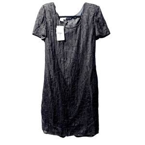 JMD Black Beaded Slik Cocktail Party Dress size XL